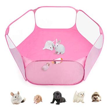 Imagem de Tapete de coelho Casifor Guiné-porco gaiola com tapete Playpen tamanho perfeito para animais pequenos, caneta de brinquedo para exercícios, quintal, barraca portátil para hamsters, porco-espinho, filhote, gatosCasifor rosa