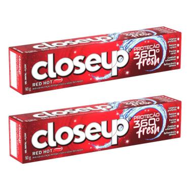 Imagem de Kit 2 Creme Dental Gel Closeup Proteç 360º Fresh Red Hot 90g