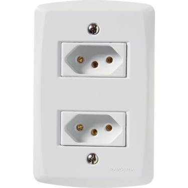 Imagem de Conj 4x2 2 Tomadas 2p+t 10 A 250 V Tramontina Lux2 Branco