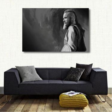 Imagem de Quadro decorativo Vikings Ragnar Artístico - Tela em Tecido