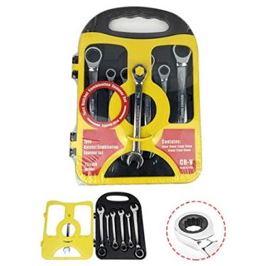 Imagem de HIOD Conjunto de chaves torx catraca ferramenta de combinação de chave aberta 8-19 mm 7 peças, incluindo caixa de armazenamento