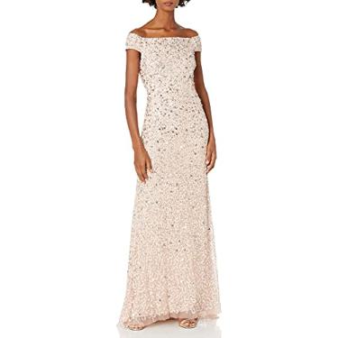 Imagem de Adrianna Papell Vestido feminino tomara que caia com lantejoulas e contas, Champanhe, 44