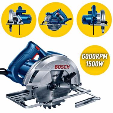 Imagem de Serra Circular Manual Elétrica Bosch GKS-150 127V 1500W + Bolsa Para Transporte e Disco...