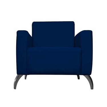 Imagem de Poltrona Decorativa Leticia Slim Pés Alumínio Suede Azul Marinho - DS Estofados