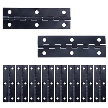 Imagem de T Tulead Dobradiças pretas para armário de ferro estreito dobradiça de caixa de ferramentas 7,5 x 2,3 cm, pacote com 10 parafusos de montagem