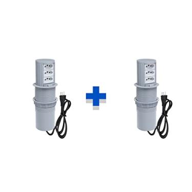 Imagem de Kit 2 Torres De Tomada Totem Slim Manual 3 Tomadas 20A COR:CINZA