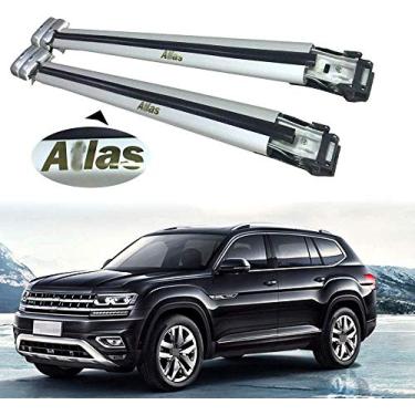 Imagem de UDP-Auto 2 barras transversais ajustáveis para VW Atlas Teramont 2018 2019 2020 trilho de teto bagagem, bagagem, bagagem, bagagem, barra de rack de teto com trava - prata