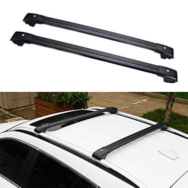 Imagem de UDP 2 peças barras transversais traváveis barras transversais ajustáveis no teto do trilho lateral da bagagem, kits pretos para Benz X204 GLK 2008-2015