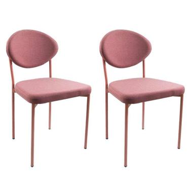 Imagem de conjunto com 2 cadeiras de cozinha bella sarja rosa