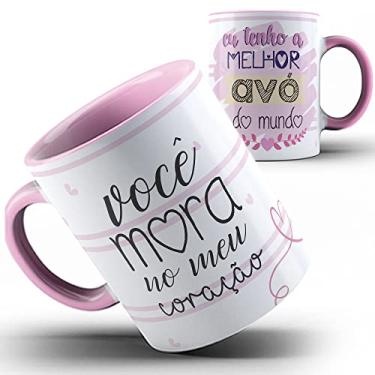Imagem de Caneca rosa avó Vovó mora no meu coração