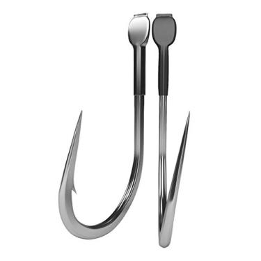 Imagem de KIZQYN Ganchos de pesca de aço de tungstênio gancho forjado afiado gancho de pesca para água salgada ganchos de água doce manga de borracha protetora e design de boca torta para atum, peixe-gato, robalo e mais acessórios de pesca