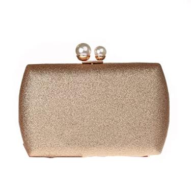 Imagem de Bolsas Clutch Femininas Noite Festa de Casamento Bolsas Femininas Bolsa Transversal Acessórios, Dourado, M