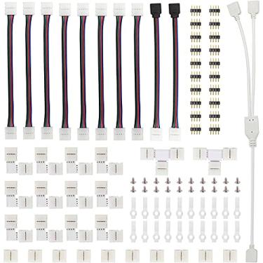 Imagem de Tingpai Kit de conector de ti LED 95pcs 5050 RGB com pontei s em forma de T em forma de L LED-ti acessório pa conexão de fio de luz fer menta de emenda de terminal