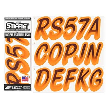 Imagem de Stiffie Whipline Preto / Laranja Crush Super Sticky 3" Alpha Numérico Registro Números de Identificação Adesivos para Sea-Doo Spark, Barcos infláveis, Caneladas, Hypalon/PVC, PWC e barcos.
