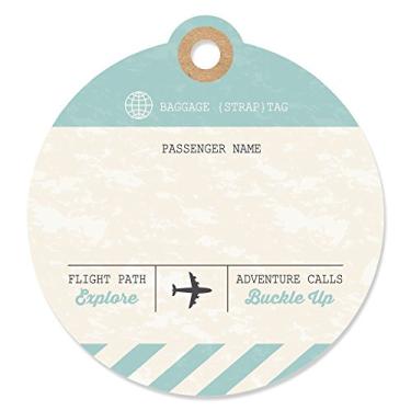 Imagem de World Awaits - Etiquetas de presente de festa temáticas de viagem (conjunto com 20)