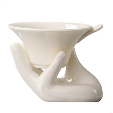 Imagem de Conjunto de utensílios de cerimônia de chá chinês Kongfu – 2 peças/conjunto/porcelana de cerâmica, filtro de filtro de coador de chá e suporte de mão Guanyin Buddha – Ferramentas essenciais para o conjunto de chá chinês Kungfu