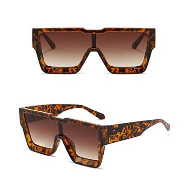 Imagem de Óculos de sol quadrado vintage masculino designer de luxo superdimensionado uma lente óculos de sol tendências femininas uv400 óculos óculos, chá daimao, tamanho único