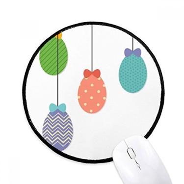 Imagem de DIYthinker Tapete de mouse de ovo colorido pendurado festival de religião de páscoa tapete redondo para computador