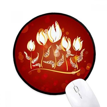Imagem de Tapete de mouse tulipa pintado à mão para mesa de escritório tapete redondo para computador