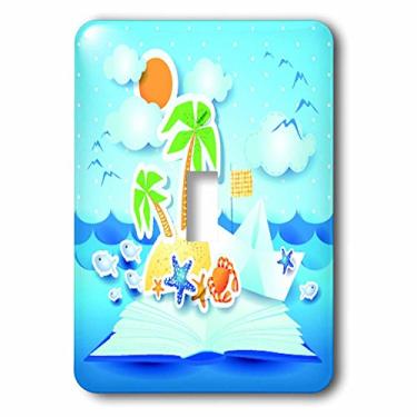 Imagem de 3dRose lsp_167258_1 Capa para interruptor de luz de livro tropical de praia com sol, peixe de estrela, gaivotas