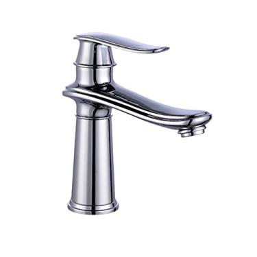 Imagem de LIDON Torneira para pia do banheiro torneira de água quente e fria torneira do banheiro manípulo único torneira de latão antigo banheiro um furo torneiras de latão torneira do banheiro latão ouro, dourado B (cor: cromo A)