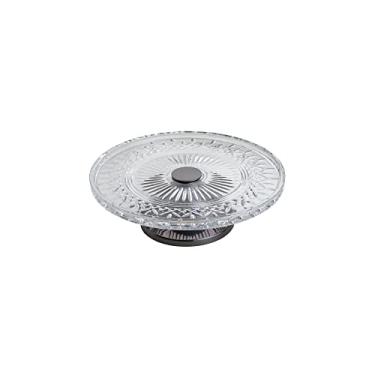 Imagem de PRATO P/BOLO CRISTAL C/PÉ AÇO LYS BLACK 32cm