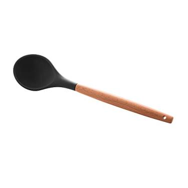 Imagem de COLHER DE SILICONE C/CABO DE BAMBU CHARMY PRETO 31,5cm
