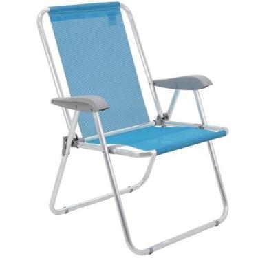 Imagem de Cadeira De Praia Tramontina Creta Master Em Alumínio Com Assento Azul