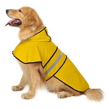Imagem de (Large, Yellow) - HDE Dog Raincoat Hooded Slicker Poncho for Small to X-Large Dogs and Puppies
