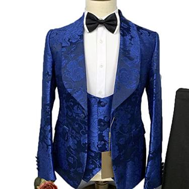 Imagem de Terno masculino slim fit separado blazer de casamento terno vestido de um botão casaco esportivo de negócios para jantar, baile, festa, azul, P (46/30)