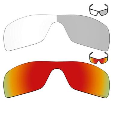 Imagem de 2 pares de lentes de reposição para óculos de sol Oakley Batwolf da Mryok+ – cinza eclipse fotocromático/vermelho fogo
