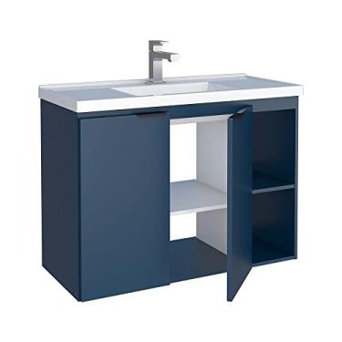 Imagem de Gabinete para Banheiro em Madeira Aster 80 Cozimax (Azul)
