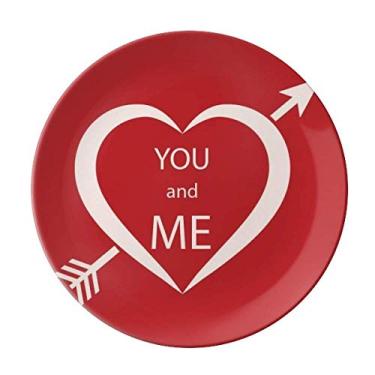 Imagem de Prato decorativo de porcelana para o dia dos namorados, vermelho, branco, para jantar