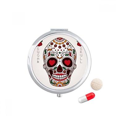 Imagem de Caixa de comprimidos Flower Cirrus Eyes White Sugar Skull Pocket Medicine Storage Box Dispenser