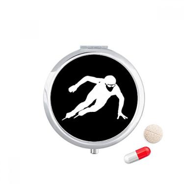 Imagem de Caixa de comprimidos preta para patinação com contorno de esportes de inverno com bolso e dispensador de remédios