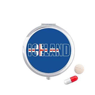 Imagem de Porta-comprimidos com nome da bandeira da Islândia, caixa de armazenamento de medicamentos