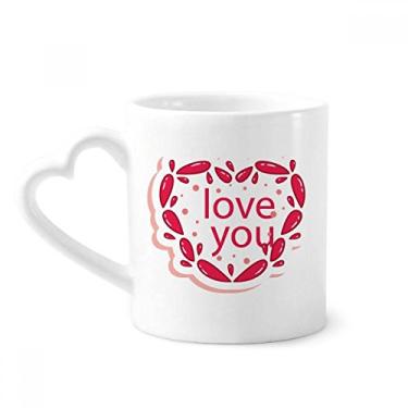 Imagem de Caneca de cerâmica para o dia dos namorados, coração rosa Love You, copo de coração de vidro