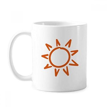 Imagem de Sunshine Sun pintura à mão caneca laranja cerâmica café porcelana copo talheres