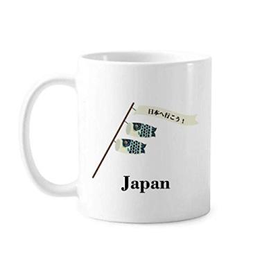 Imagem de Caneca clássica japonesa Lucky Koinobori clássica de cerâmica branca presente com alças 350 ml
