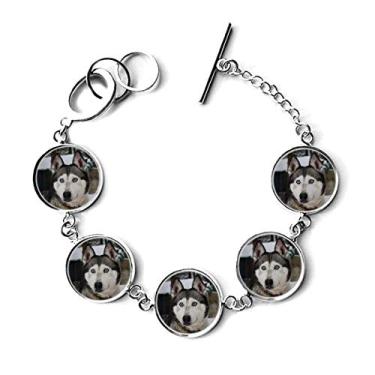 Imagem de DIYthinker Bracelete com pingente de corrente para fotografia Husky de neve com animal de cachorro