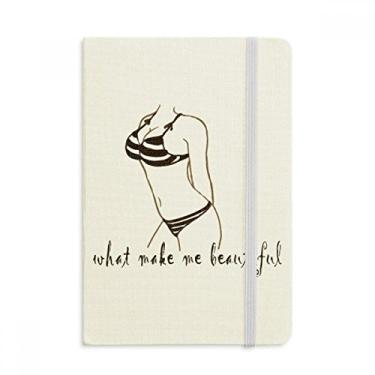 Imagem de Ilustração de beleza de biquíni caderno padrão preto oficial tecido capa dura diário clássico diário