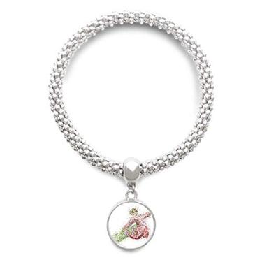 Imagem de DIYthinker Pulseira de prata com pingente de corrente ajustável para skate esportivo de inverno com estampa de aquarela