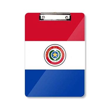 Imagem de Placa de apoio com a bandeira nacional da América do Sul do Paraguai para prancheta pasta de escrita A4