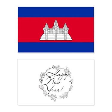 Imagem de CambojaBandeira nacional do país da Ásia, ano novo, festival, cartão de felicitações, mensagem de abençoamento presente