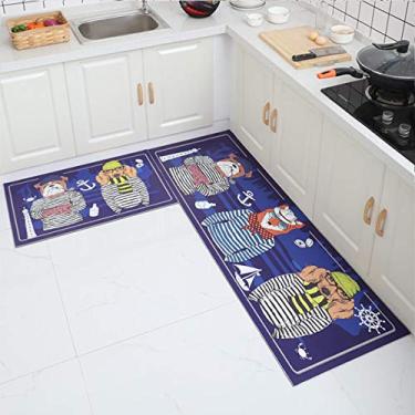 Imagem de Jun Jiale Tapete de cozinha de qualidade premium, tapete antiderrapante de borracha durável, tapete lavável (50,8 x 78,7 cm + 50,8 x 119,4 cm) cachorro pirata