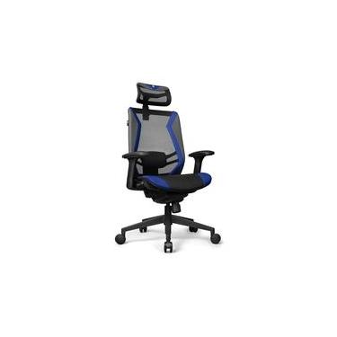 Imagem de Cadeira Office DT3 Sports Spider, Preto e Azul, Reclinável com Sistema Frog e Apoio Para Cabeça - 12058-6