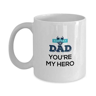 Imagem de Caneca para papai – Presentes para pai – Presentes para pai – Sunday Dad You're my Hero – Caneca de café divertida – Ideia de presente de dia dos pais – Ideia de de Natal