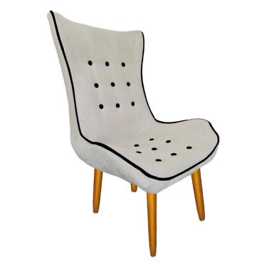 Imagem de Poltrona Estofada Jessica Para Sala Comercial Suede Bege - LM DECOR