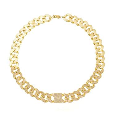 Imagem de Piuka Colar Curto Aline Elos Cravejados Zircônias Folheado A Ouro 18K