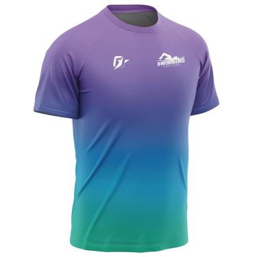Imagem de Camiseta Raglan Unissex Natação Gradiente Tie Dye Uva Ciano-Unissex